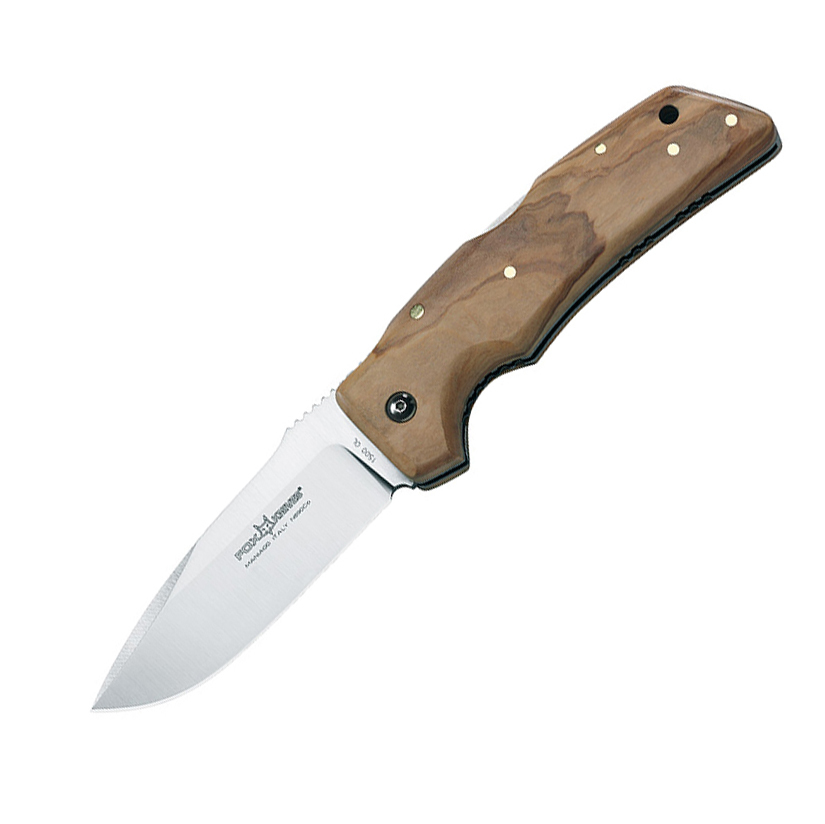 фото Складной нож fox elite collection forest hunting, сталь n690, рукоять оливковое дерево, коричневый