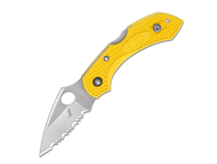 Фото Складной нож Dragonfly 2 Salt™- Spyderco 28SYL2, сталь H-1 Satin Serrated, рукоять термопластик FRN жёлтый