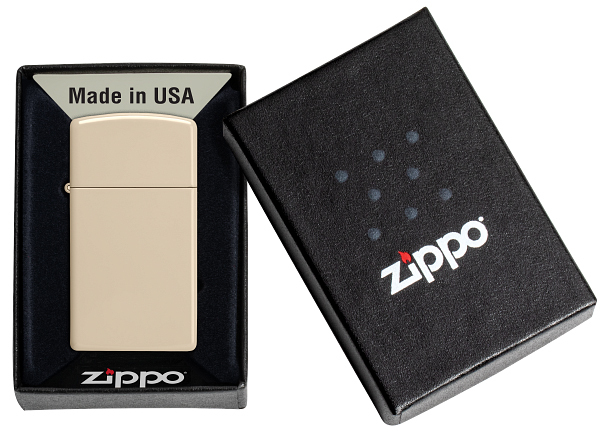 Зажигалка ZIPPO Slim® с покрытием Flat Sand, бежевая, матовая от Ножиков