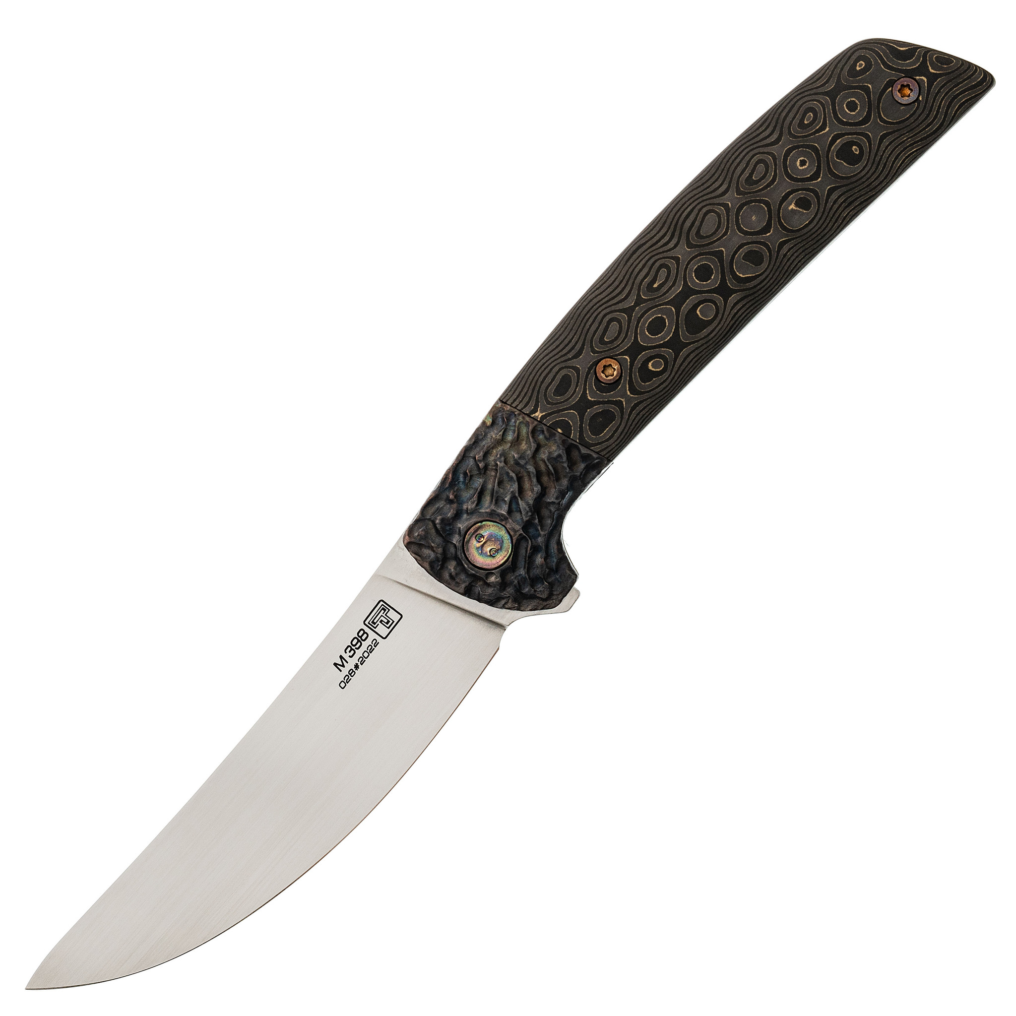 Складной нож Mehanikknives №5, сталь M398, рукоять титан/Snaks copper