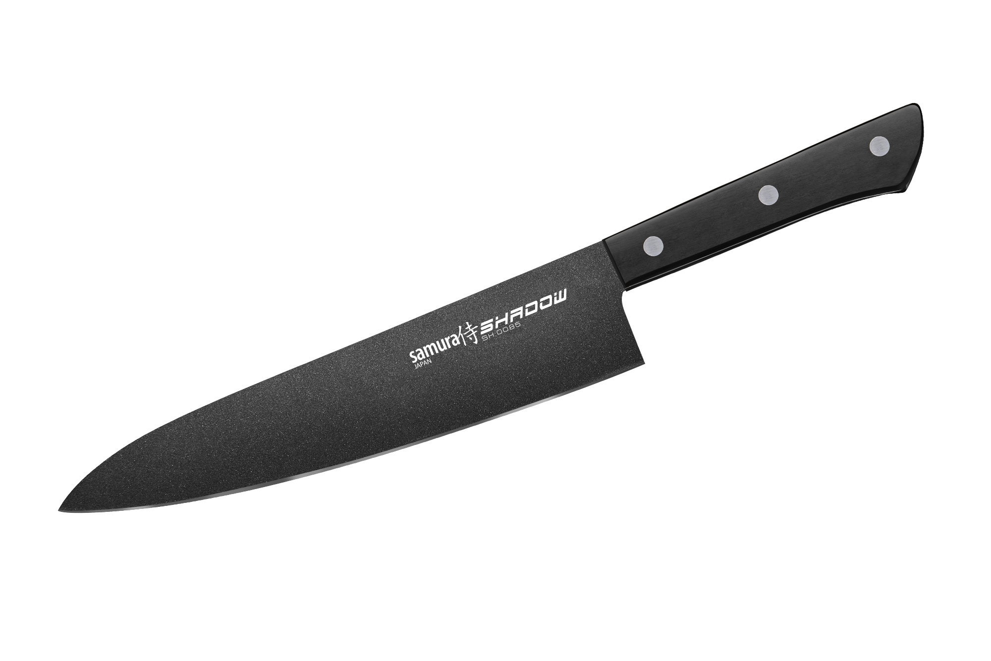 фото Нож кухонный "samura shadow" шеф с покрытием black fuso 208 мм, aus-8, abs пластик
