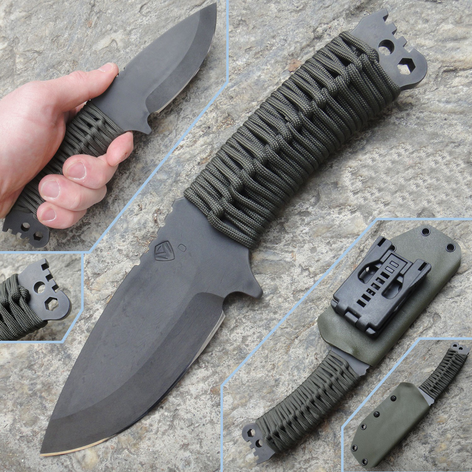Тактический нож NAV-T, Matte Black Oxide D2 Steel, OD Green Handle - фото 2