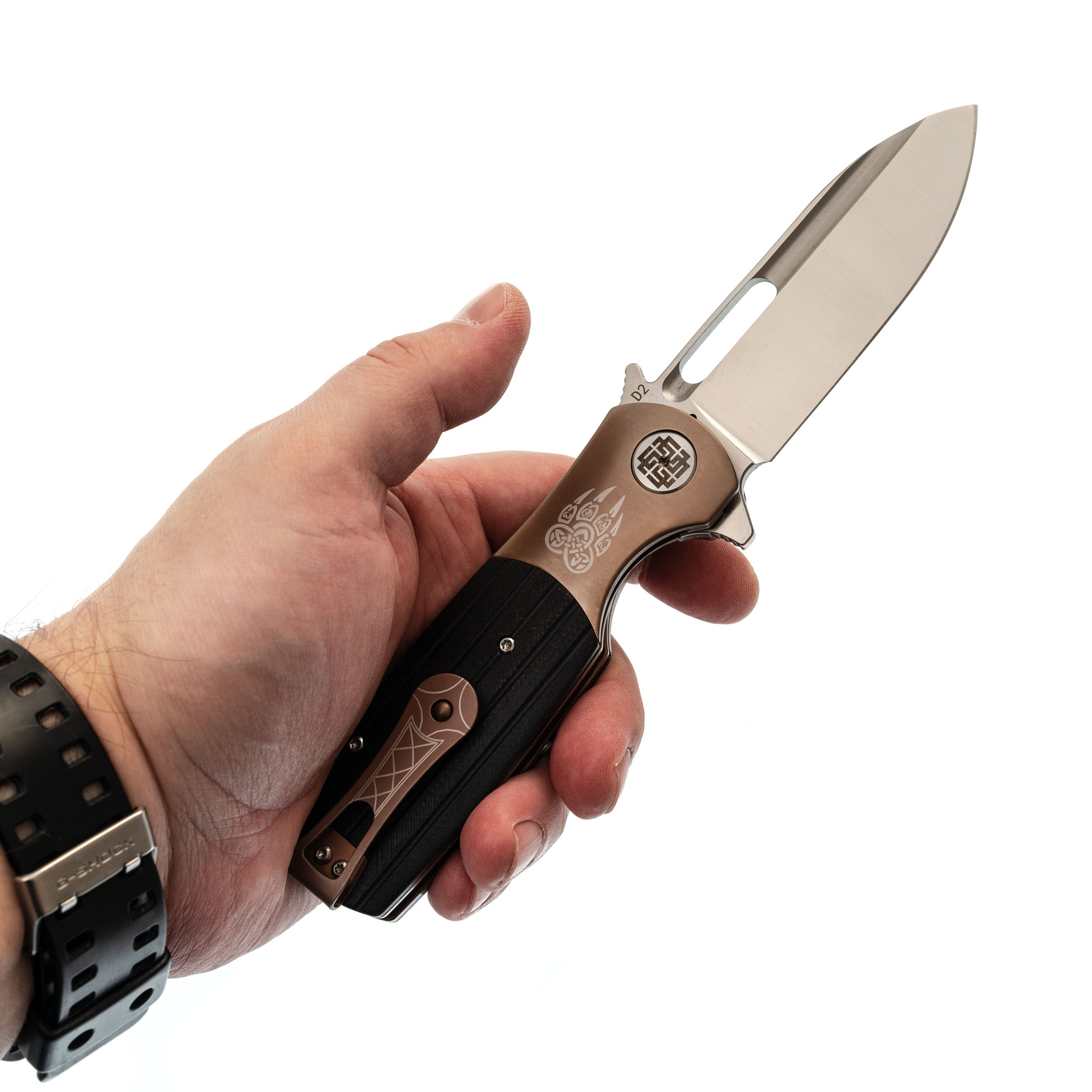 Складной нож Reptilian Буян-01, сталь D2, рукоять G10, черный - фото 5