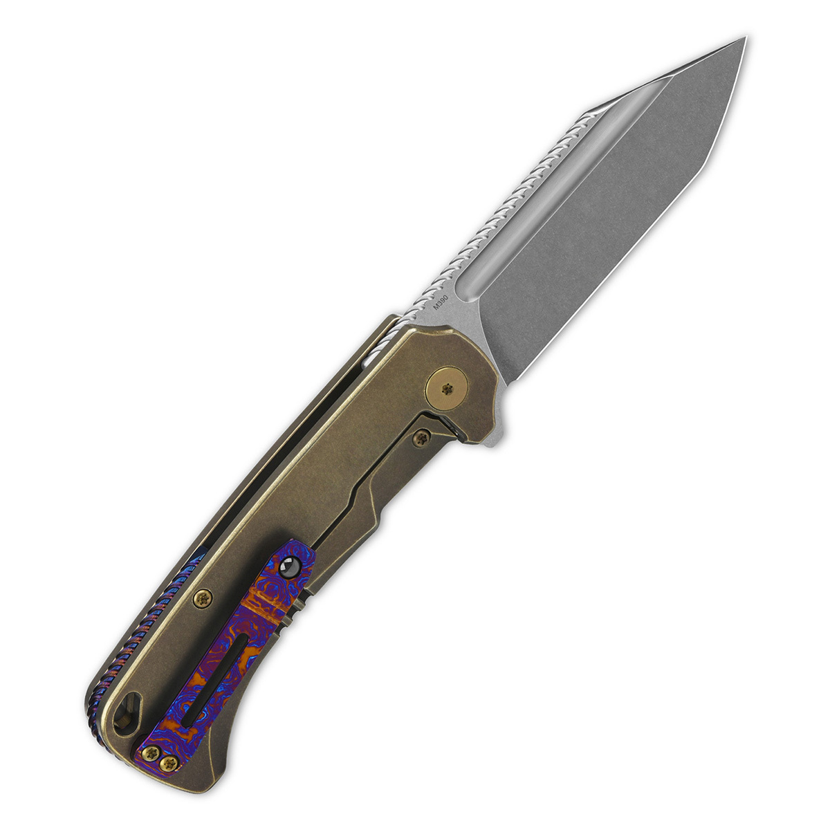 Складной нож QSP Rhino, сталь M390, рукоять титан, бронзовый - фото 2