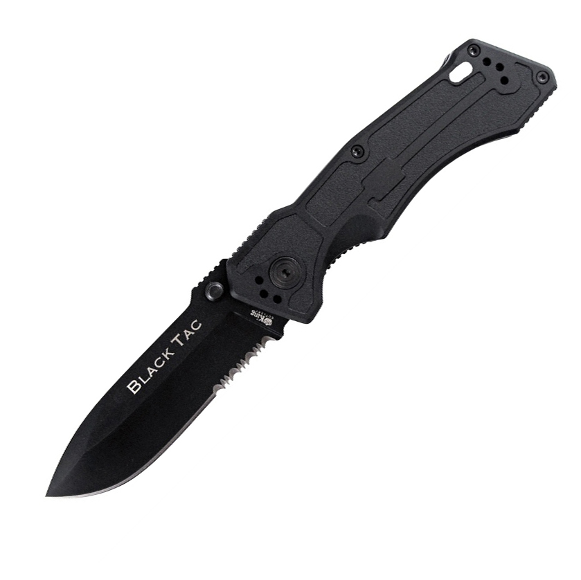Нож складной Ontario, сталь 440А, рукоять анодированный алюминиевый сплав, черный
