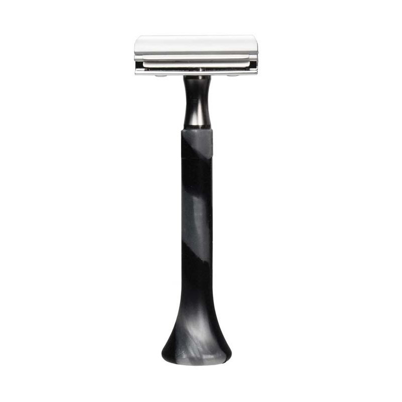 Станок для бритья ERBE с двумя лезвиями, цвет хром/серебряный/черный, ручка силикон
