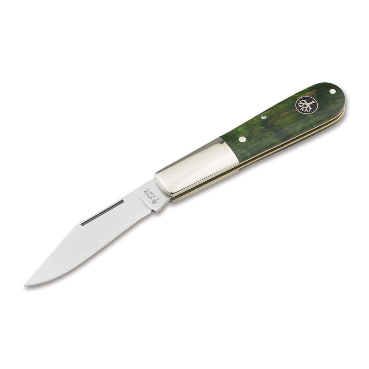 фото Складной нож boker barlow curly birch green, сталь 440c, рукоять зеленая карельская береза