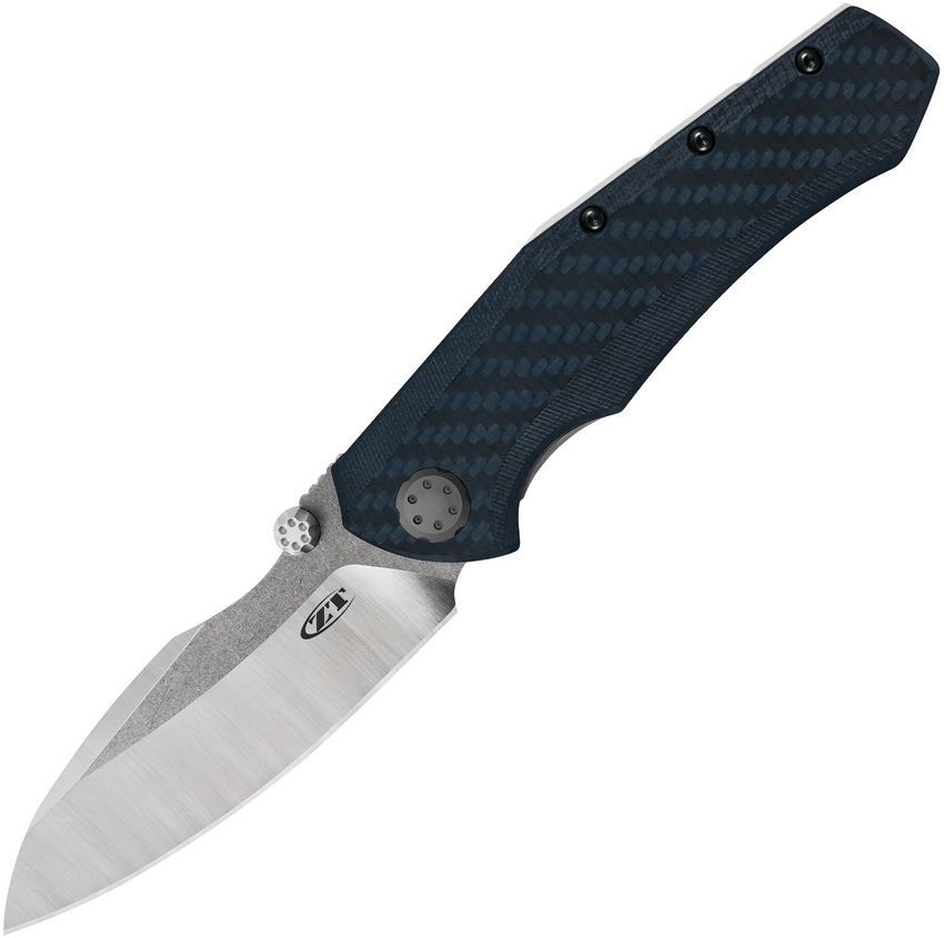 Складной нож ZT 0850 Rexford / Sinkevich Collaboration, 2-Tone Finish Crucible CPM® 20CV™ сталь, рукоять карбон синий