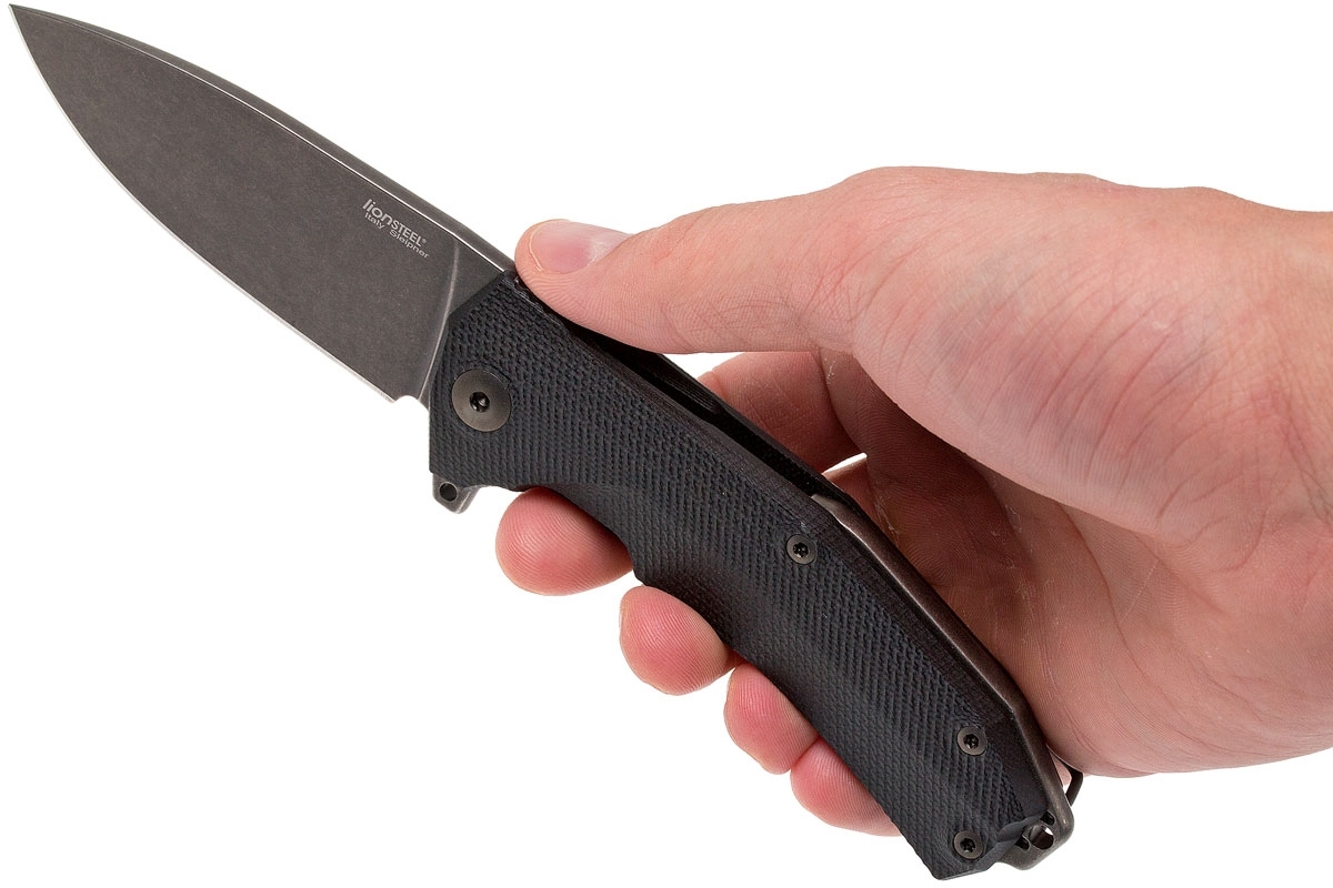 Нож складной LionSteel KUR BBK G10 Black Flipper, сталь Stonewashed & PVD-Coated Uddeholm Sleipner®, стеклотекстолит, чёрный - фото 5
