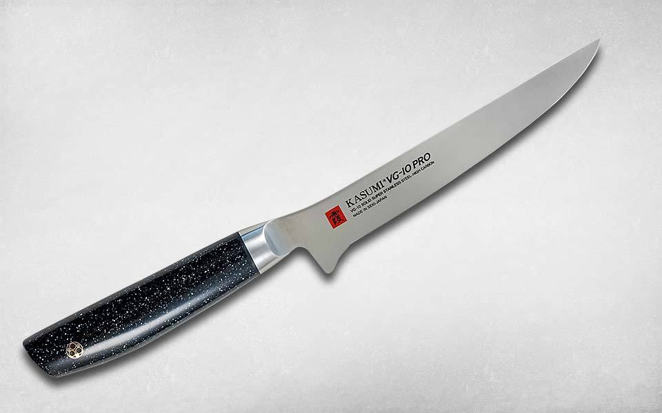 фото Нож кухонный обвалочный vg10 pro 150 мм, kasumi, 54015, сталь vg-10, искусственный мрамор, чёрный