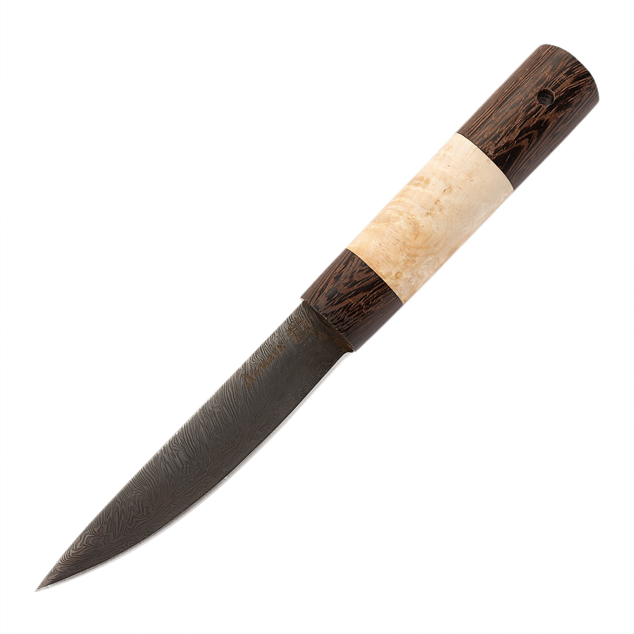 Нож Якутский средний, сталь дамаск, рукоять дерево и кость - фото 1