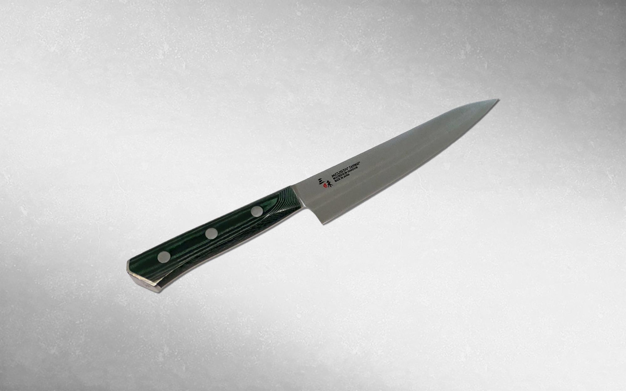 Нож кухонный универсальный Mcusta Zanmai Forest 150 мм, Takamura, HBG-6002M, сталь Molybdenum Vanadium, микарта, чёрный