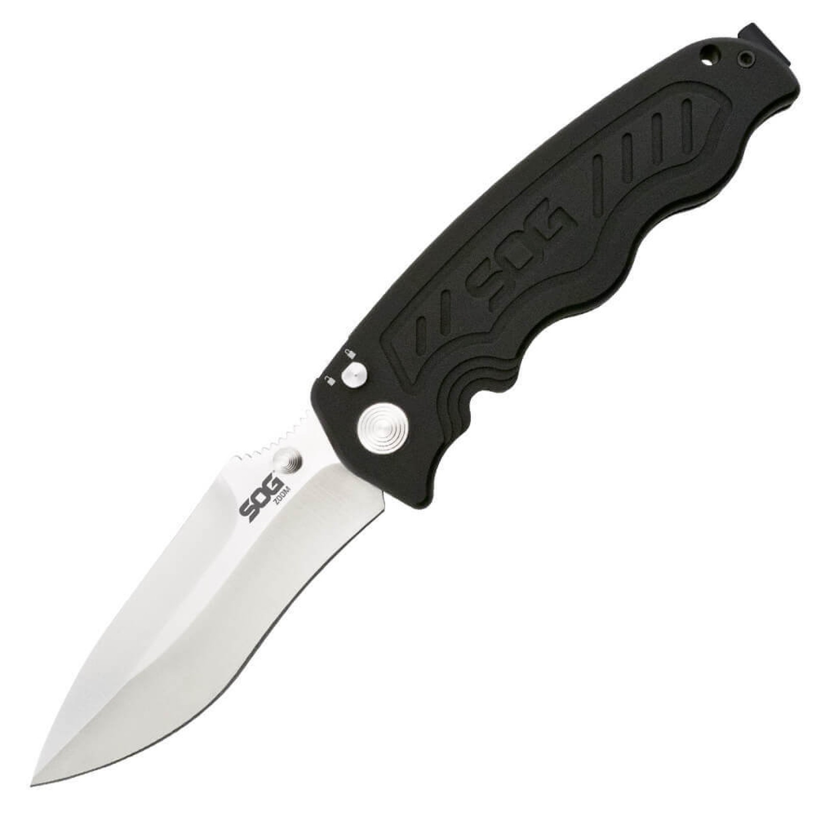 Складной нож Zoom - SOG ZM1011, сталь лезвия AUS-8 Satin Polished, рукоять алюминий, чёрный - фото 2