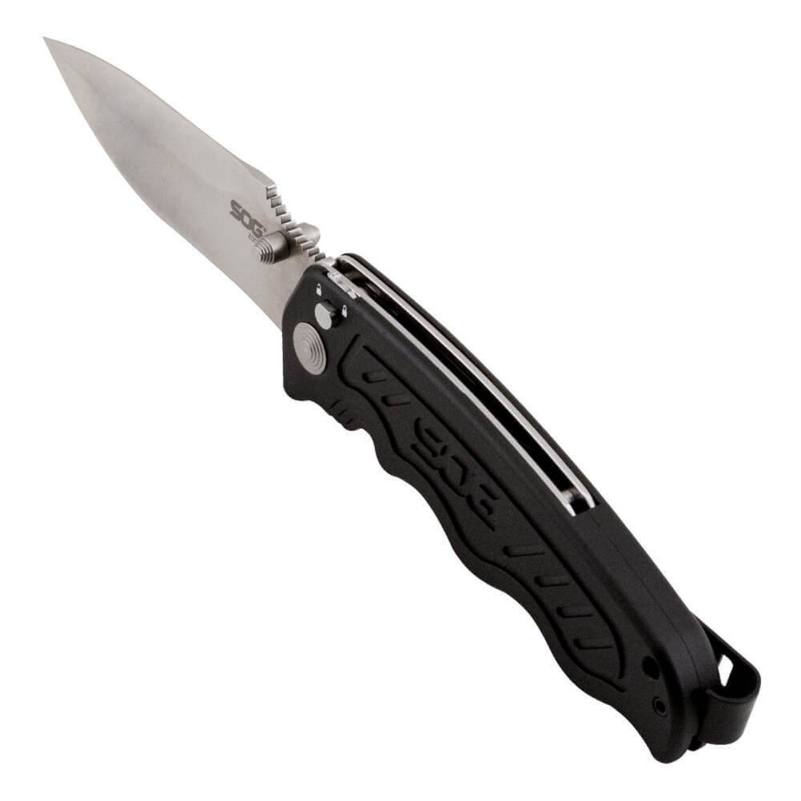 Складной нож Zoom - SOG ZM1011, сталь лезвия AUS-8 Satin Polished, рукоять алюминий, чёрный - фото 4