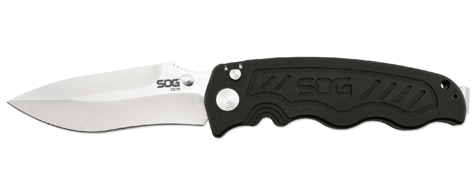 Складной нож Zoom - SOG ZM1011, сталь лезвия AUS-8 Satin Polished, рукоять алюминий, чёрный - фото 10