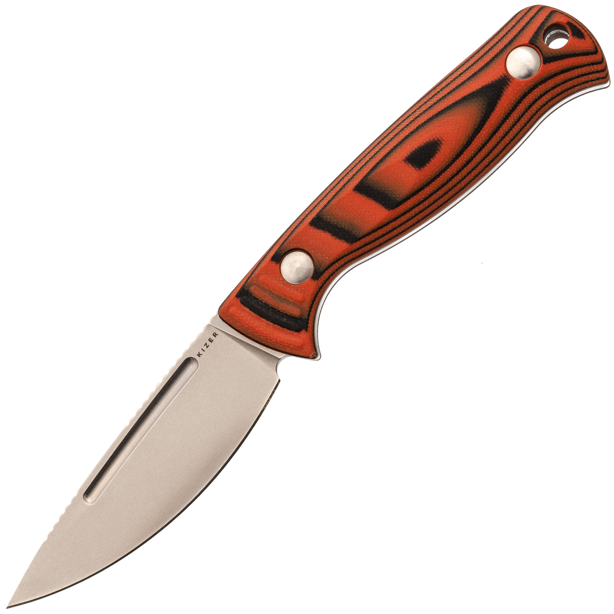 

Туристический нож Kizer Evenki 2 stonewash сталь AEB-L, рукоять Black/Orange G10
