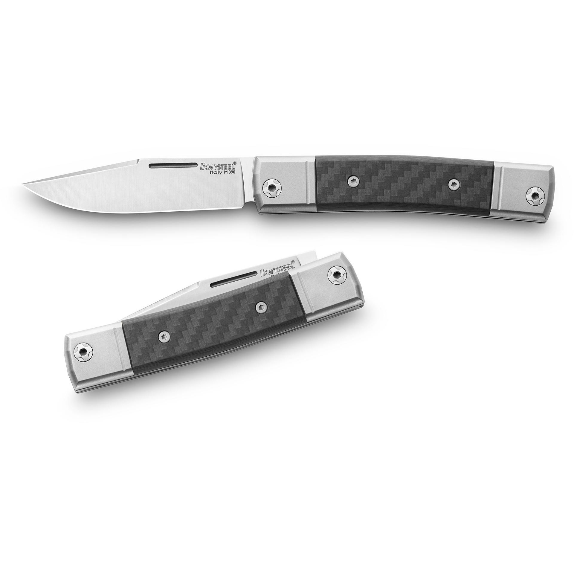 Складной нож LionSteel BestMan Clip, сталь M390, рукоять Carbon fibre