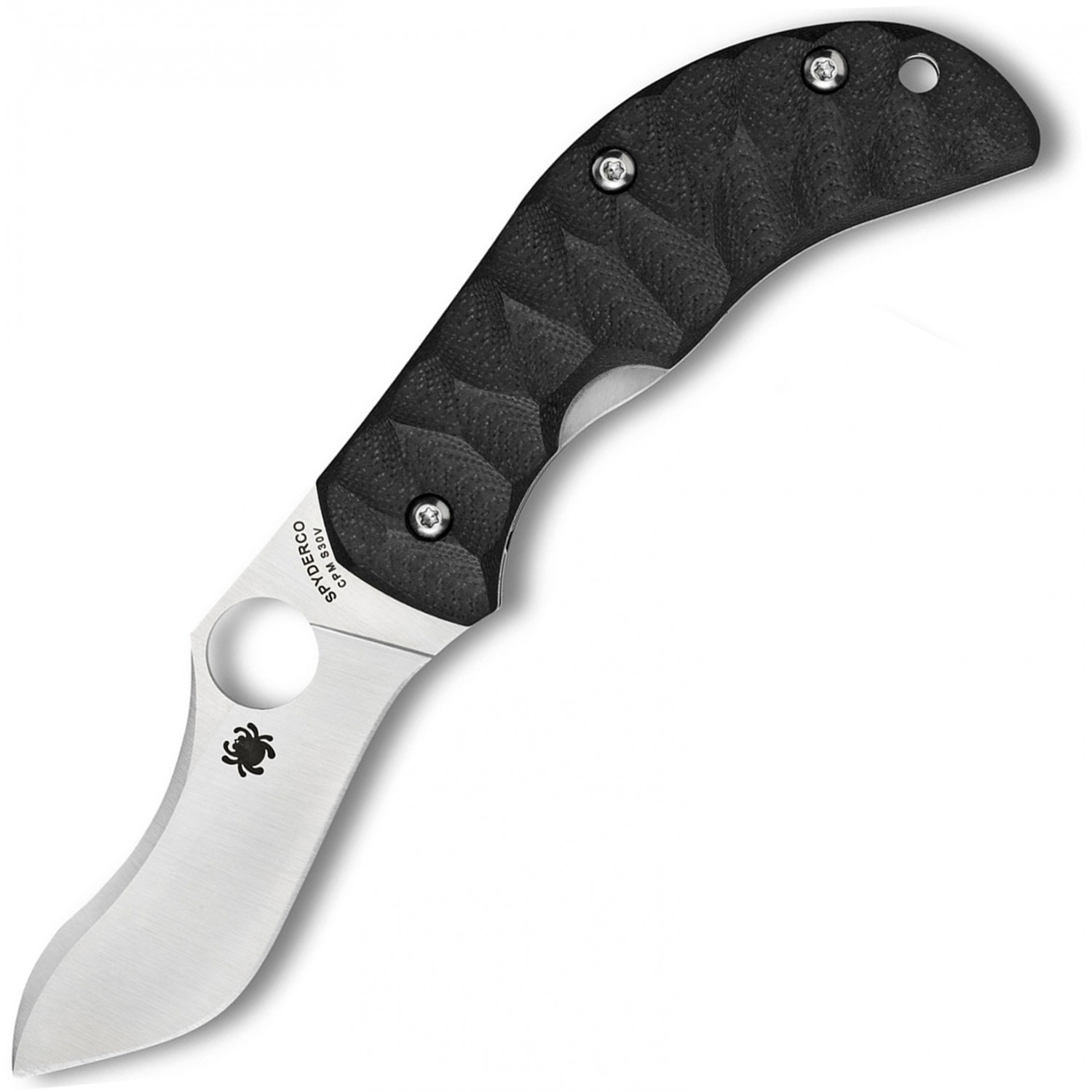 Нож складной Zulu - Spyderco 145GP, сталь Crucible CPM® S30V™ Satin Plain, рукоять стеклотекстолит G10 гофрированная, чёрный