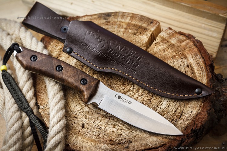 Туристический нож Corsair AUS-8 Satin+SW, Kizlyar Supreme, орех - фото 7