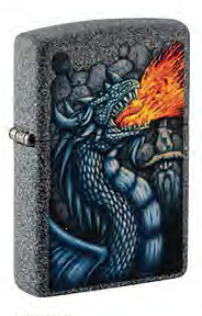 Зажигалка ZIPPO Fiery Dragon с покрытием Iron Ston, латунь/сталь, серая, матовая