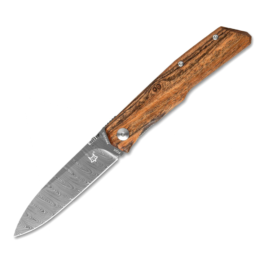 Складной нож Fox Terzuola, сталь дамасская, рукоять Bocote wood, коричневый