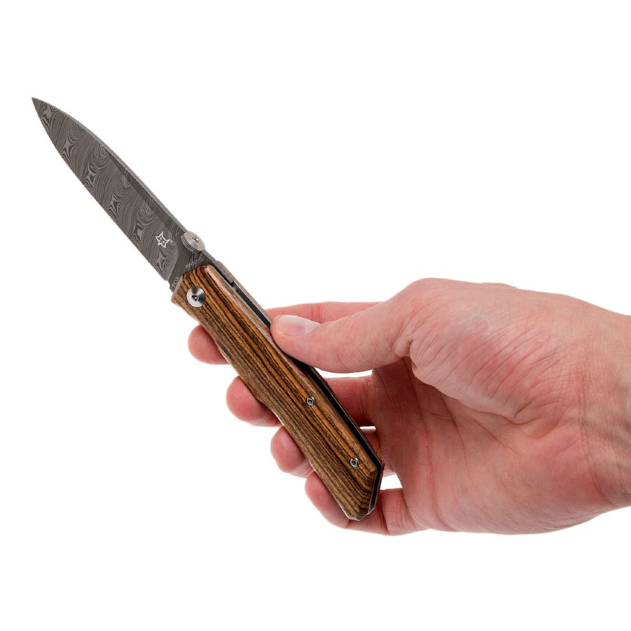 Складной нож Fox Terzuola, сталь дамасская, рукоять Bocote wood, коричневый от Ножиков