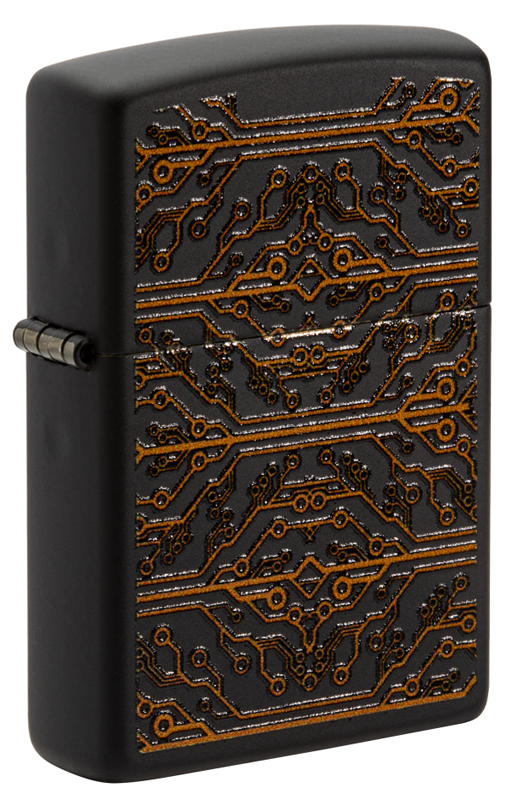 Зажигалка ZIPPO Black Matte Circuit Pattern, латунь, 3,81х1,27x5,72 cм