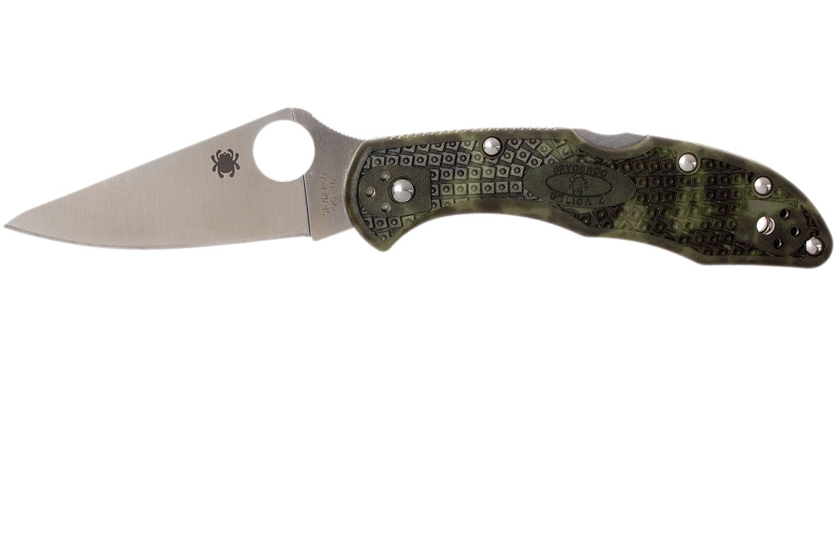 Нож складной Delica 4 Lightweight Spyderco 11ZFPGR, сталь VG-10 Satin Plain, рукоять термопластик FRN, (Zoom Green) зелёный - фото 7