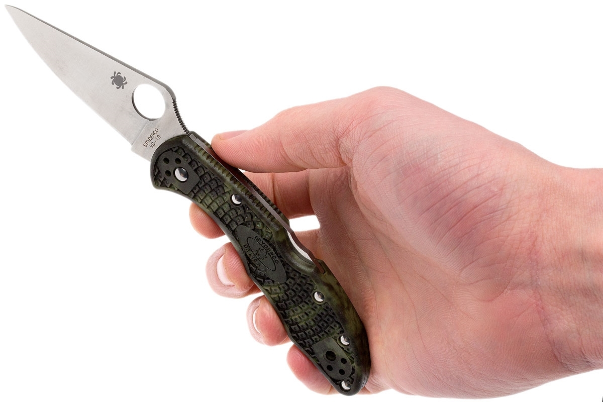 Нож складной Delica 4 Lightweight Spyderco 11ZFPGR, сталь VG-10 Satin Plain, рукоять термопластик FRN, (Zoom Green) зелёный - фото 5