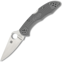 Фото Складной нож Spyderco Delica 4 Flat Ground - 11FPGY, сталь VG-10 Satin Plain, рукоять термопластик FRN, серый