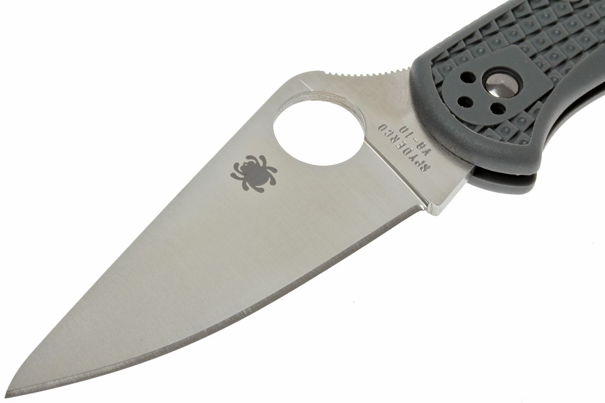 Складной нож Spyderco Delica 4 Flat Ground - 11FPGY, сталь VG-10 Satin Plain, рукоять термопластик FRN, серый - фото 8