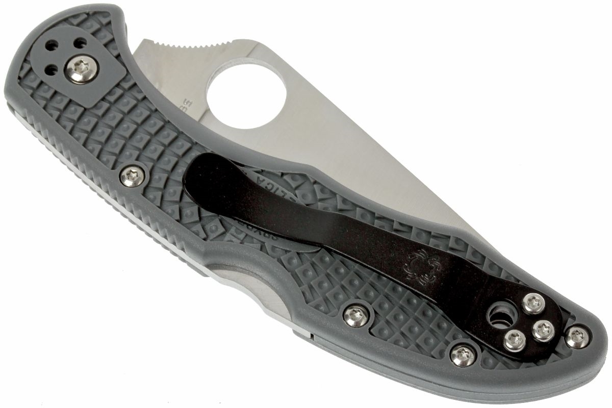 Складной нож Spyderco Delica 4 Flat Ground - 11FPGY, сталь VG-10 Satin Plain, рукоять термопластик FRN, серый - фото 9