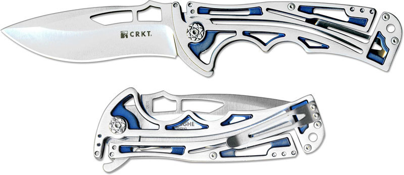 фото Складной нож crkt nirk tighe, сталь aus-8, рукоять нержавеющая сталь, серебристо-синий