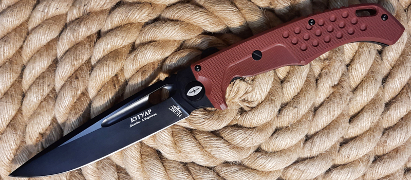 Складной нож НОКС Кугуар, сталь D2, рукоять титан/G10, красный