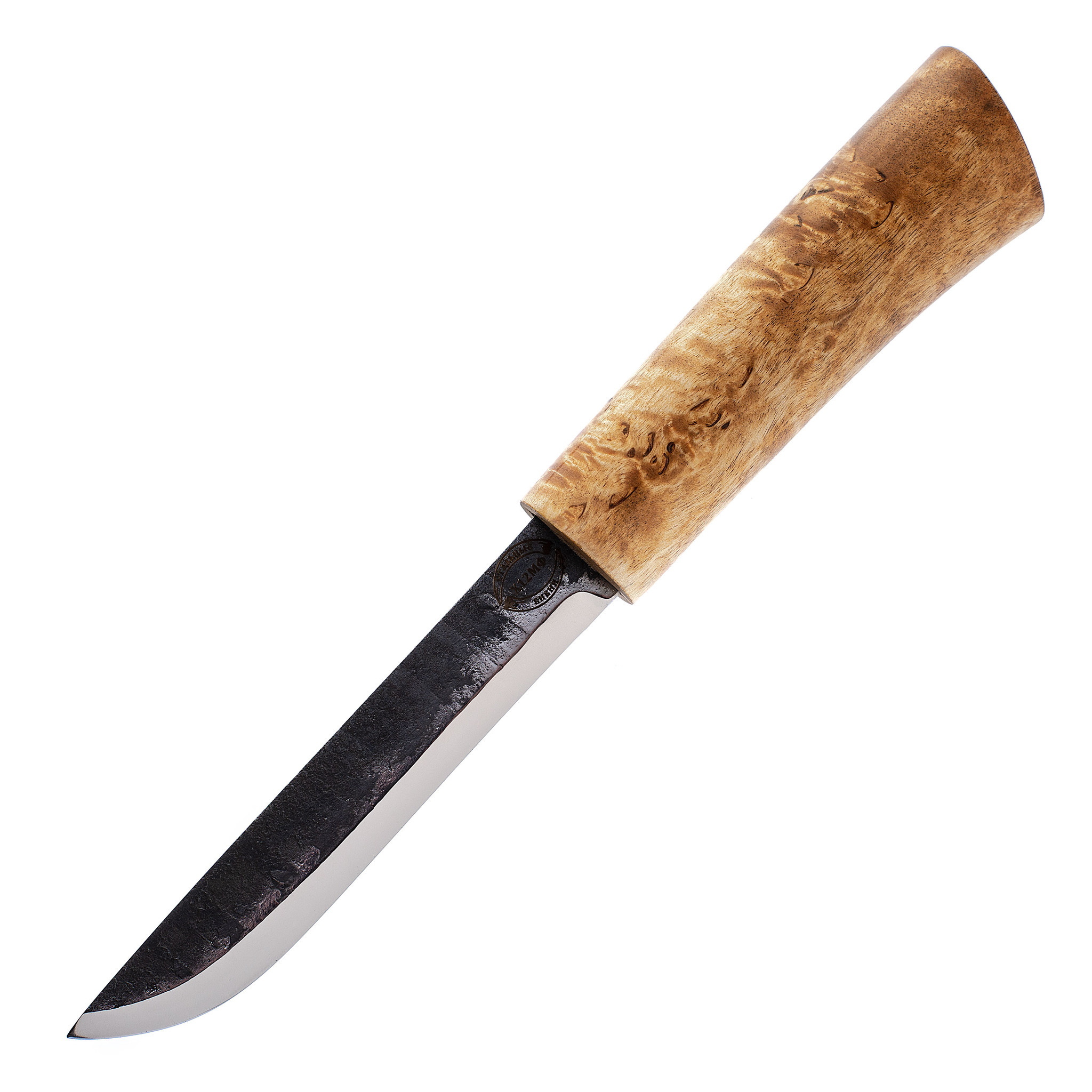 Нож Ханты-Манси в деревянных ножнах, сталь Х12МФ, берёзовый кап, ясень-береста - фото 2
