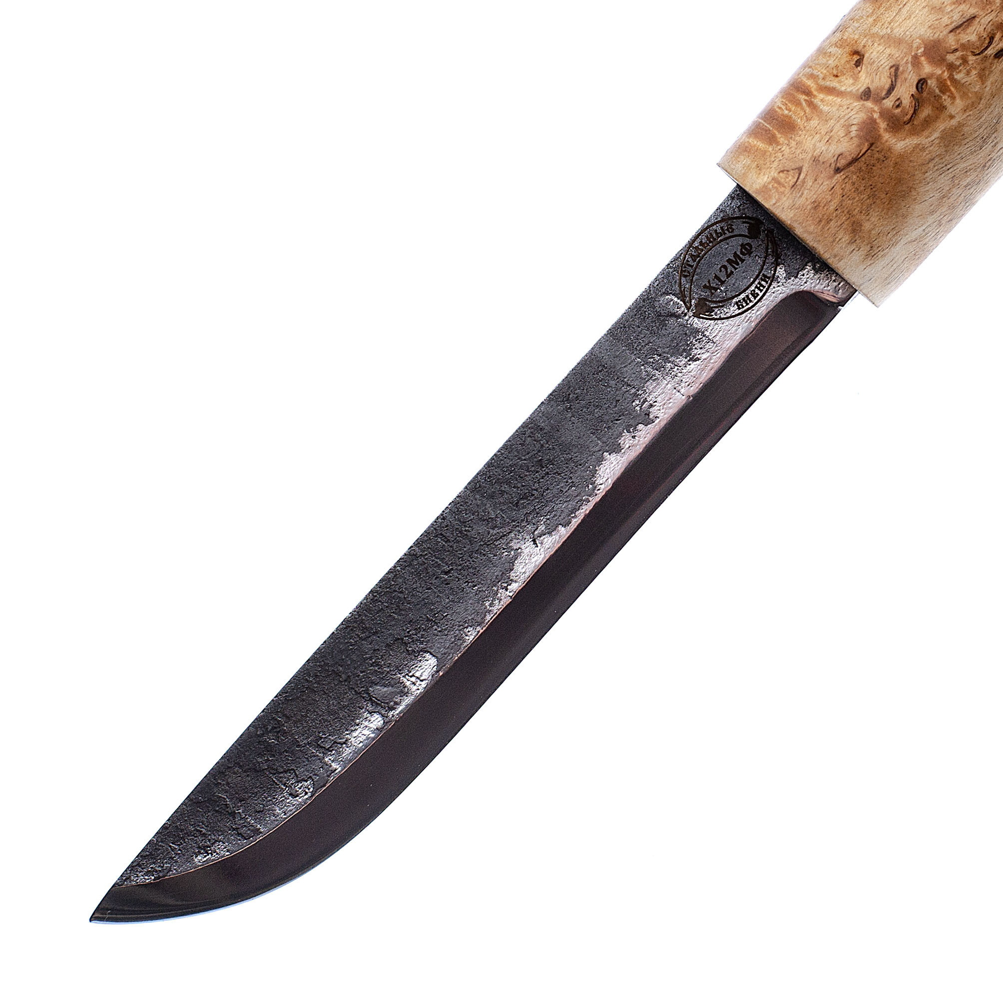 Нож Ханты-Манси в деревянных ножнах, сталь Х12МФ, берёзовый кап, ясень-береста от Ножиков