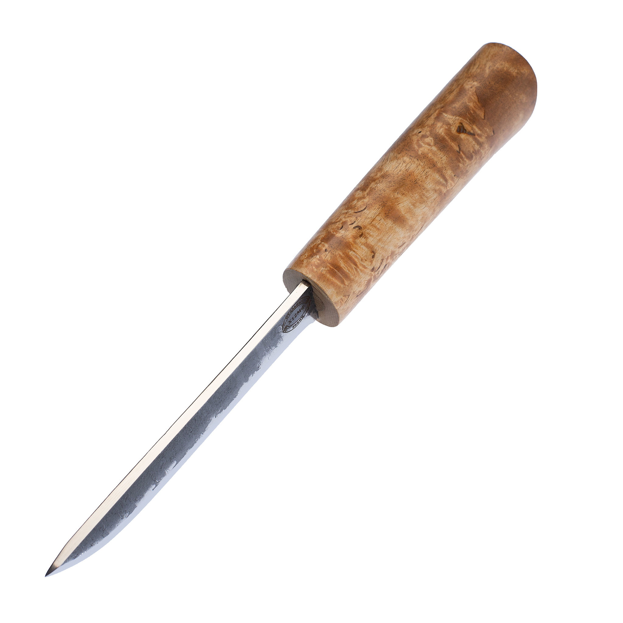 Нож Ханты-Манси в деревянных ножнах, сталь Х12МФ, берёзовый кап, ясень-береста - фото 5