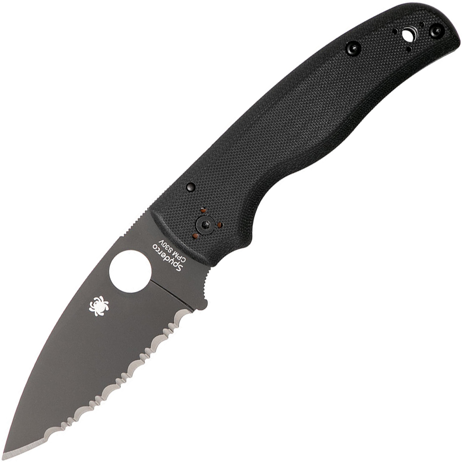 фото Складной нож spyderco shaman c229gsbk, сталь cpm® s30v™ black dlc coated plain, рукоять стеклотекстолит g10, чёрный