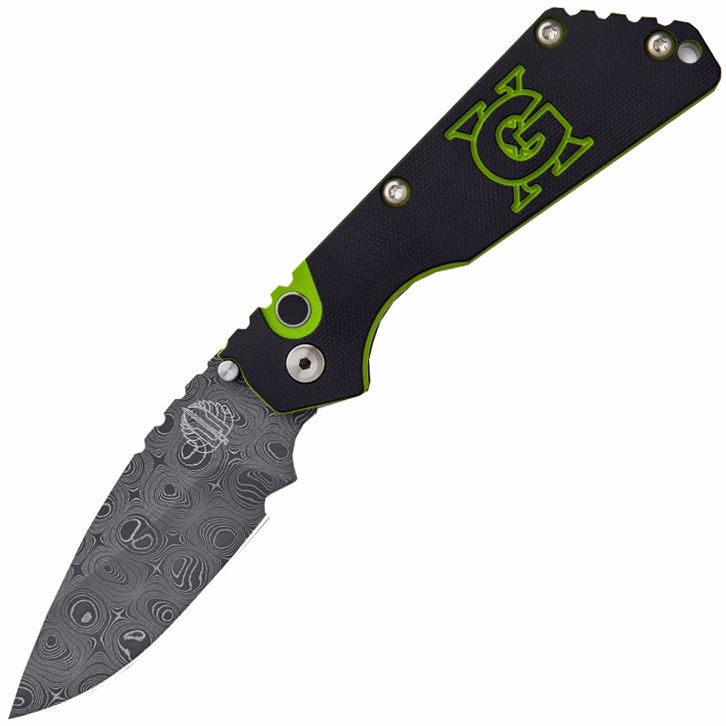 Автоматический складной нож Pro-Tech Pro-Strider SnG Auto USN GX Custom Chad Nichols Damascus, дамасская сталь, рукоять алюминий, черно-зеленый - фото 1