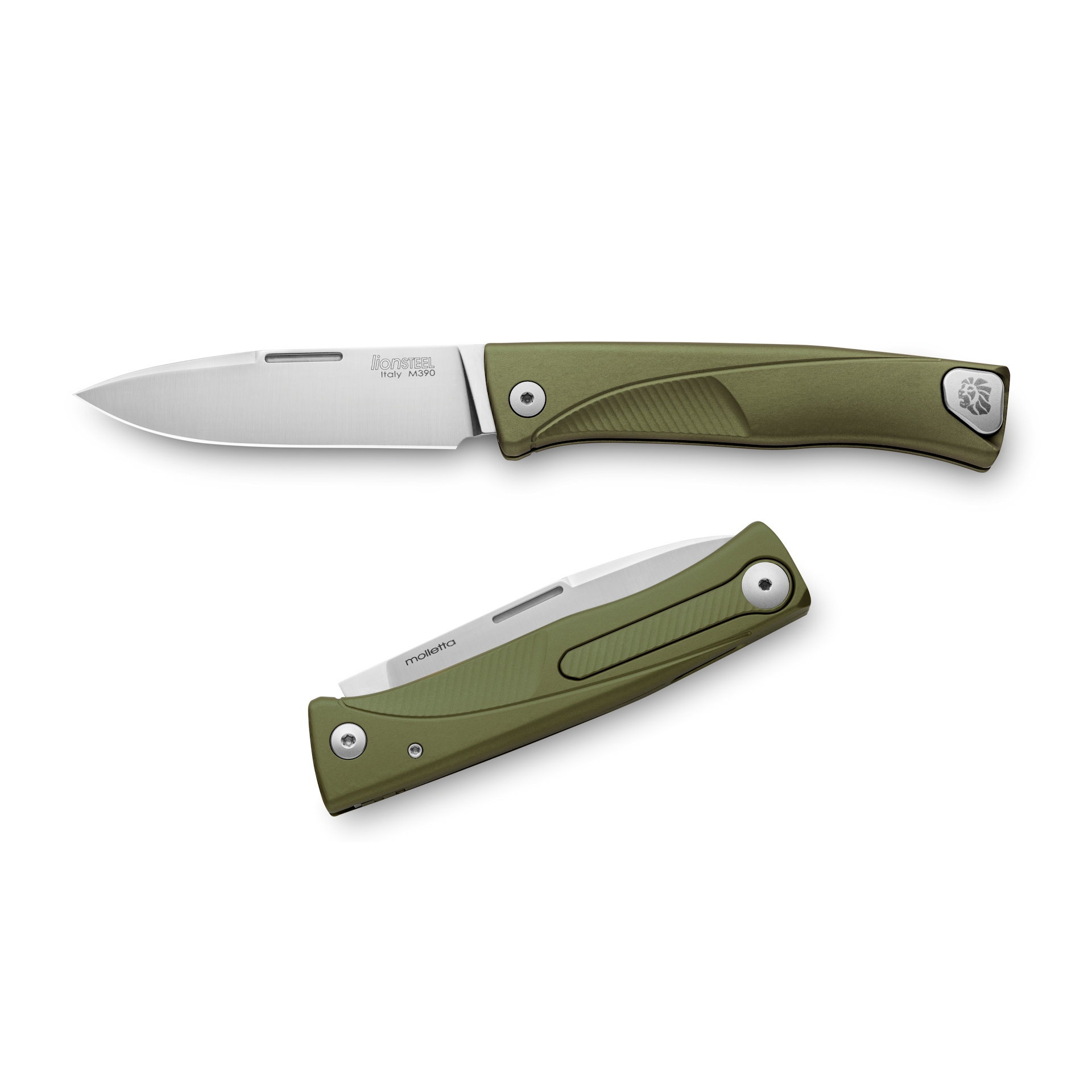 Складной нож LionSteel Thrill, сталь M390, рукоять Green aluminium