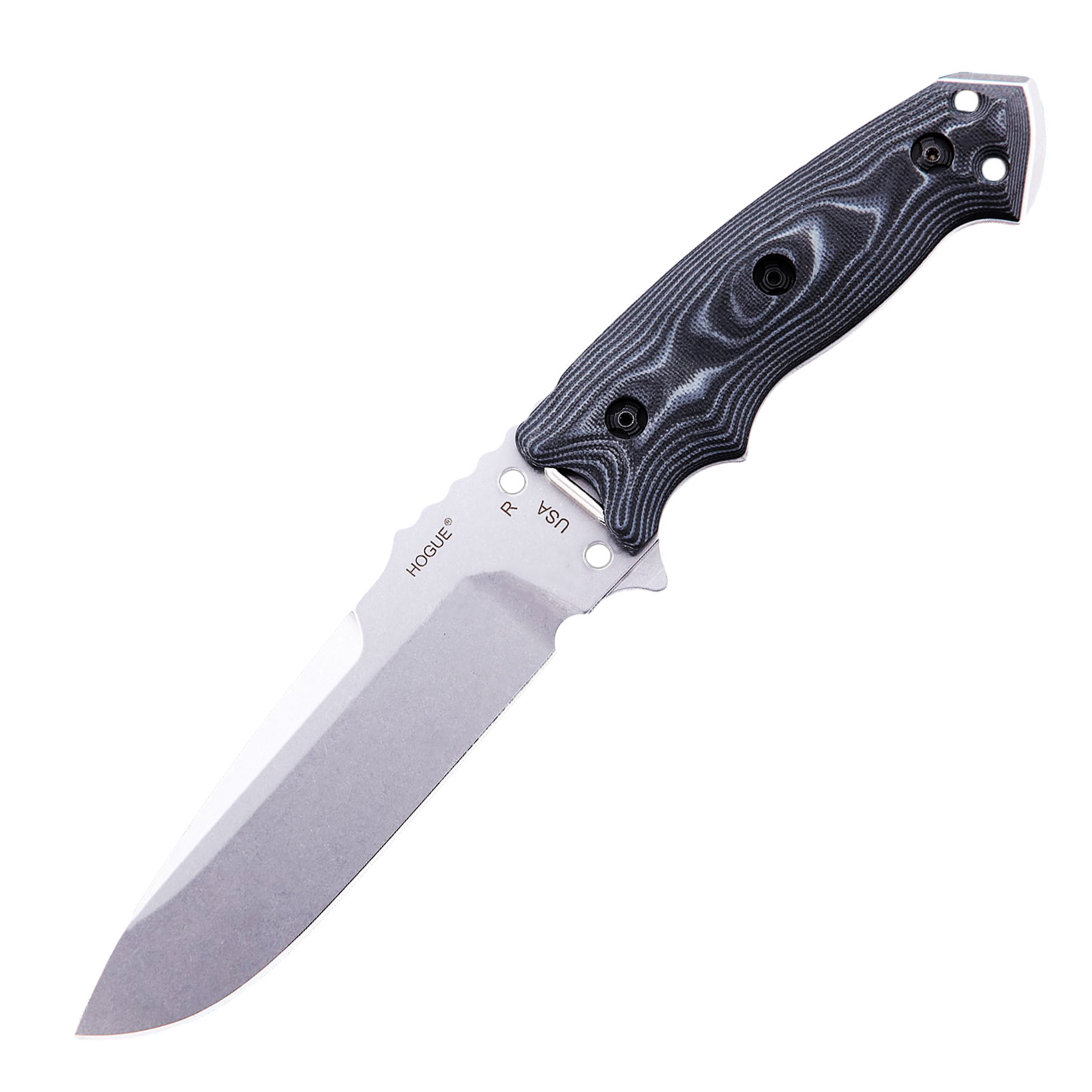 Нож с фиксированным клинком Hogue EX-F01 Stone-Tumbled, сталь A2 Tool Steel, рукоять стеклотекстолит G-Mascus®, чёрный