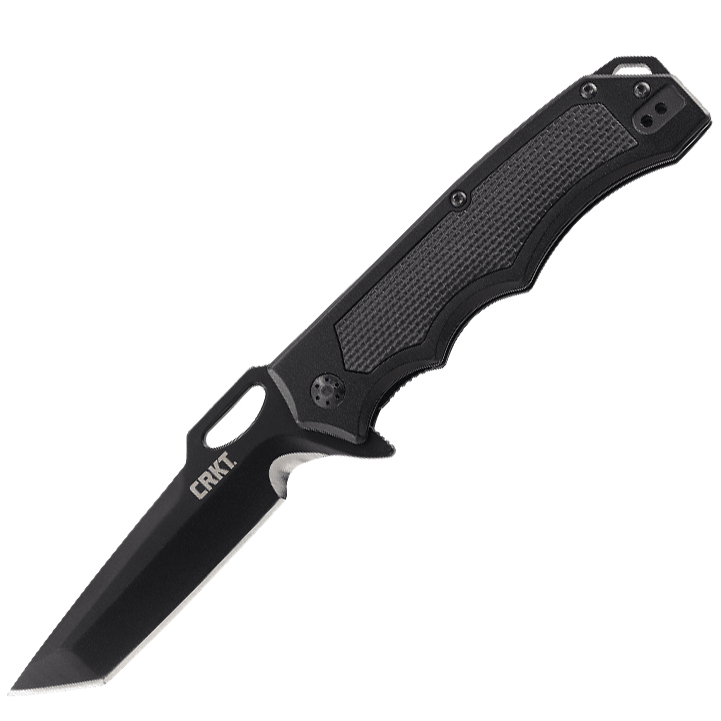 Складной нож CRKT 7050 Septimo, сталь 8Cr13MoV Black Oxide Finish Combo Edge, рукоять алюминий/резиновые вставки