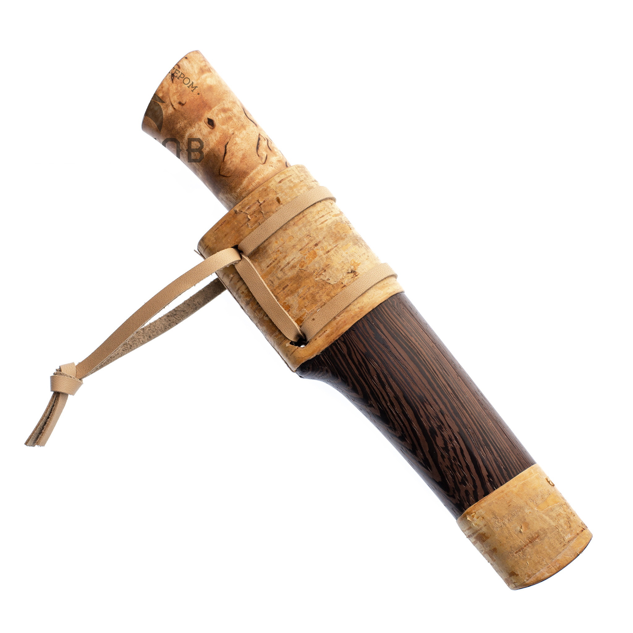 Нож Ханты-Манси в деревянных ножнах, сталь Х12МФ, берёзовый кап, венге-береста - фото 6