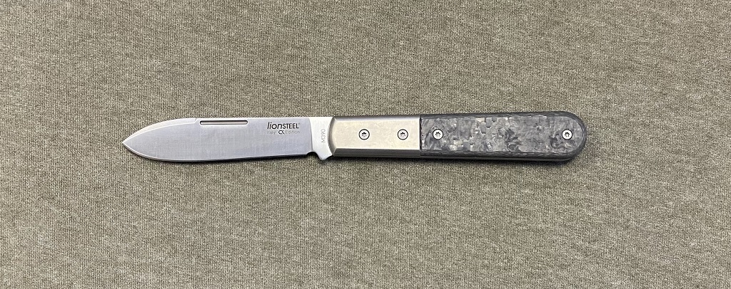 Складной нож LionSteel Barlow Roundhead, сталь M390, рукоять титан/карбон - фото 1