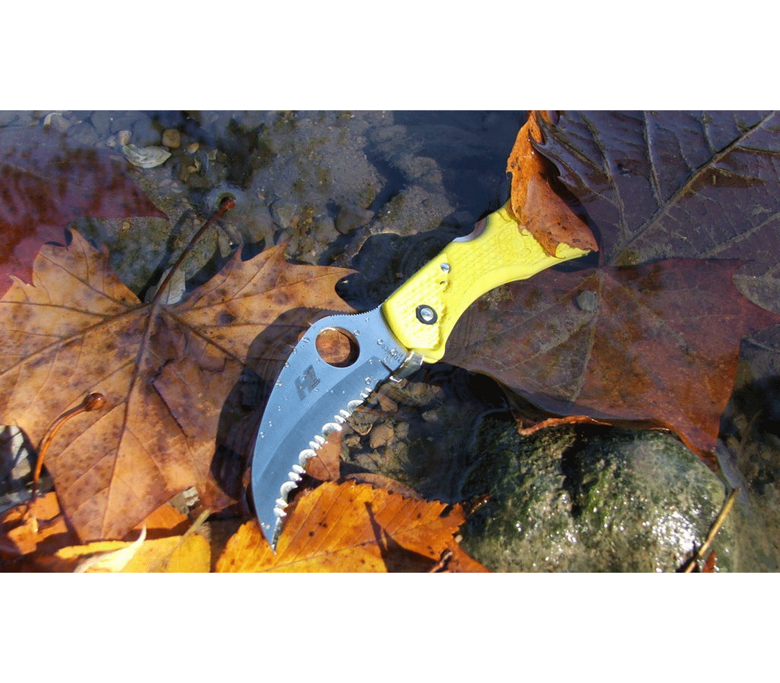 Нож складной Tasman Salt Spyderco 106SYL, сталь H1 Satin Serrated, рукоять термопластик FRN, жёлтый от Ножиков