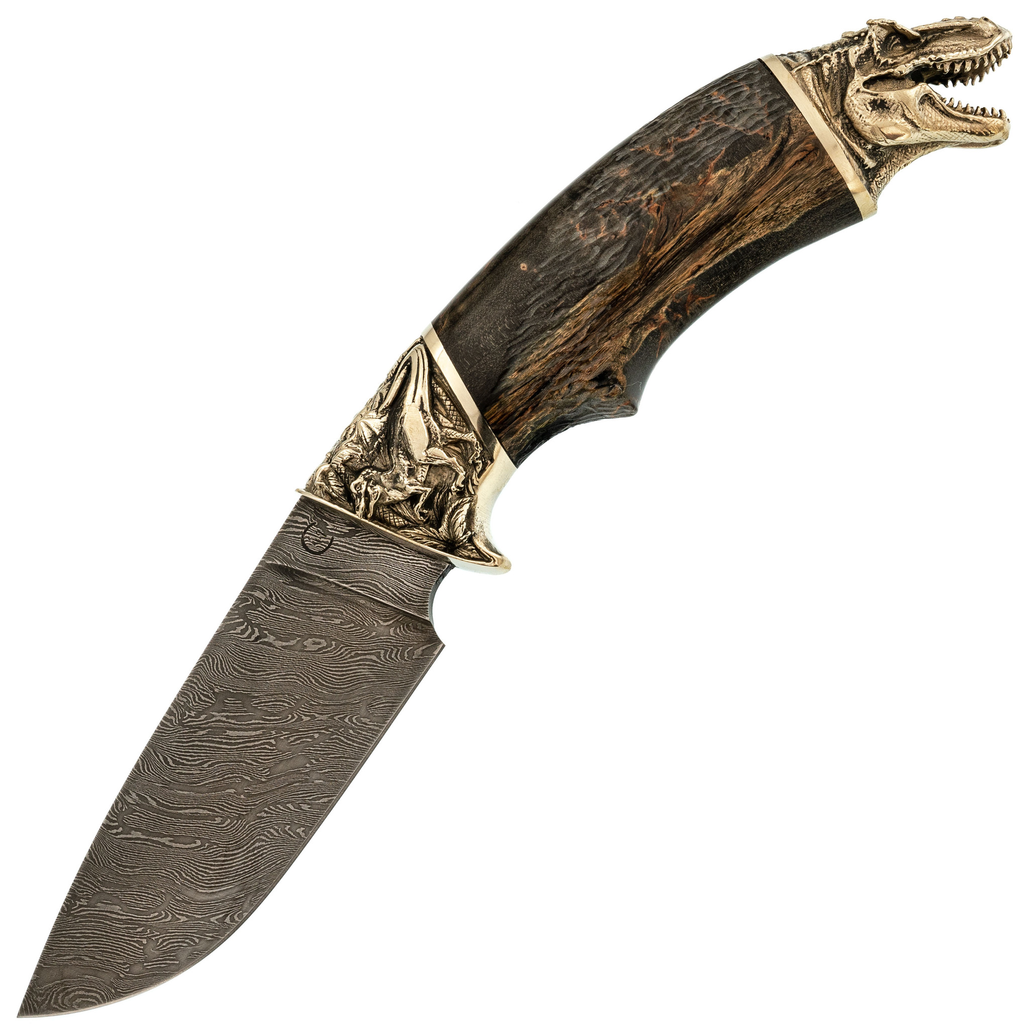 Нож Юрский, дамасская сталь, рукоять карельская береза нож финка нквд сталь булат стабилизированная коричневая карельская береза