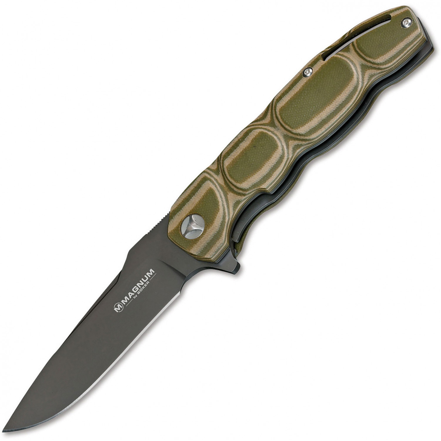 фото Нож складной magnum leader - boker 01mb702, сталь 440b edp plain, рукоять стеклотекстолит g10, зелёный