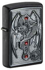 Фото Зажигалка ZIPPO Winged Dragon Cross Design с покрытием Black Matte, латунь/сталь, чёрная, матовая