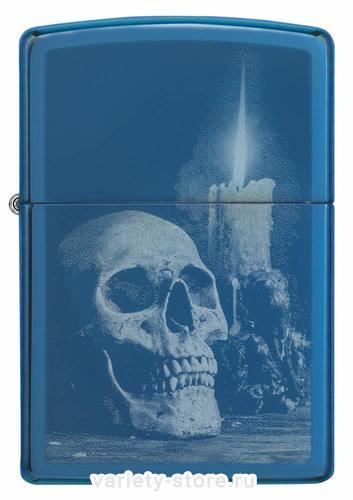 Зажигалка ZIPPO Classic с покрытием High Polish Blue, латунь/сталь, голубая, глянцевая, 36x12x56 мм