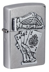 Фото Зажигалка ZIPPO Dead Mans Hand с покрытием Street Chrome, латунь/сталь, серебристая